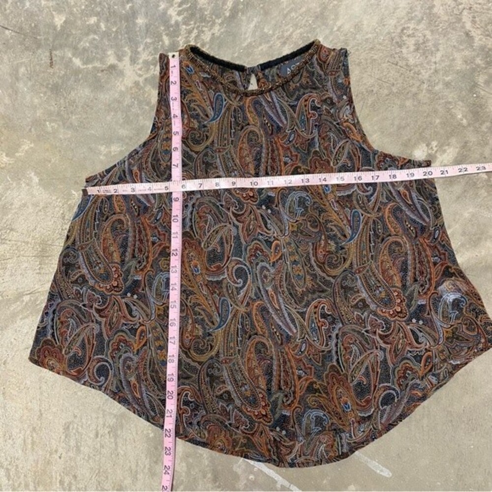 ASTR Multicolor Paisley Sleeveless A-Line Tank Beaded Neckline Size Medium - Picture 5 of 7